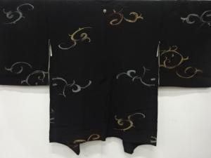 大正ロマン　漆　唐草模様織出し　一ツ紋羽織